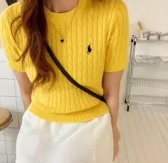 希少サイズ ラルフローレン ケーブルニット セーター 半袖 XL 大きいサイズ