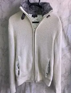 タカキュー MALE&CO. ジップアップセーター ニット S 白 アイボリー