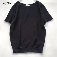 anyFAM 黒 半袖 カットソートップス フラッタスリーブ