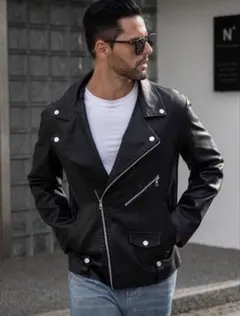 ブラックレザーダブルライダースジャケット