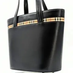 【美品】BURBERRY バーバリー ハンドバッグ ノバチェック ブラック