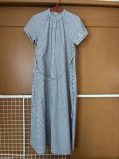 ストライプ柄 半袖シャツワンピース