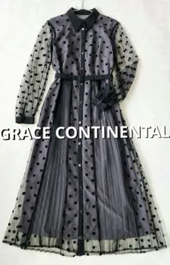 人気完売♥️プリーツドッキングワンピース¥53,900　ドットレースチュール水玉