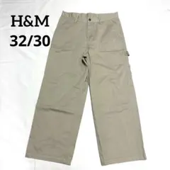H&M エイチアンドエム ワイドストレートパンツ ベージュ 32/30