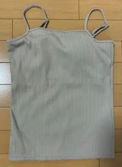 カップ付き リブ キャミソール グレー M パット付き インナー