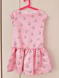 未使用品　MONNALISA ピンク 水玉 半袖ワンピース　8A
