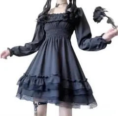 ゴスロリ＊ワンピース＊黒＊Mサイズ＊ひざ丈＊美品