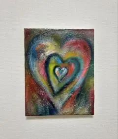 ハートの絵、絵画、原画、インテリア、現代アート、LOVE、幸せを呼ぶ