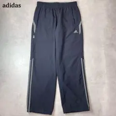 00s adidas バギートラックパンツ 3ライン 刺繍ロゴ ブラック 2XO