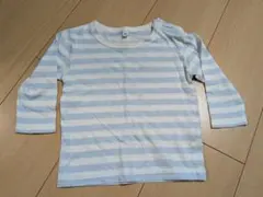 水色と白のストライプ長袖Tシャツ