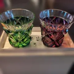 サイン有り☆極希少】復刻薩摩切子 阪本光男 ロックグラス青（切子