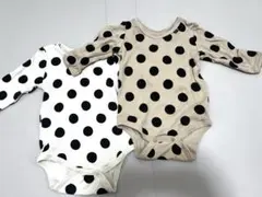 ドット柄　長肌着　ボディスーツ　ベビー肌着2枚セット