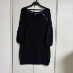 H&M ブラックトップス 36 ジップデザイン 長袖