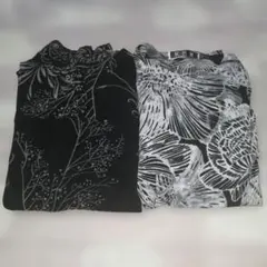 KRM 花柄 袖無しシアーブラウス+長袖シャツ 2枚セット