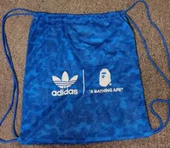 adidas A BATHING APE ナップサック 青