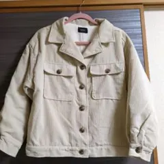 ベージュ コーデュロイジャケット フリース裏地付き
