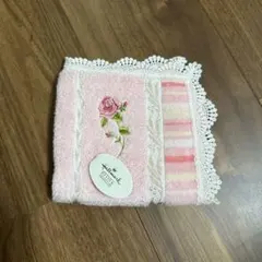 【新品未使用】Hallmark 薔薇刺繍 レース付タオルハンカチのサムネイル