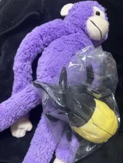 パープル 猿 ぬいぐるみ ＆ カブトムシ ぬいぐるみ 2点セット