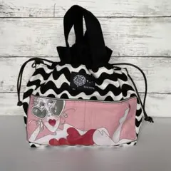 ロラライハリス 巾着バッグ 外ポケット付き