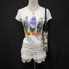 ROXY 平成ギャル　y2k ピチT タイト　半袖　白T グランジ　夏服のサムネイル