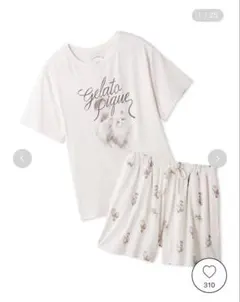 gelato pique CAT柄ワンポイントTシャツ&ショートパンツセット