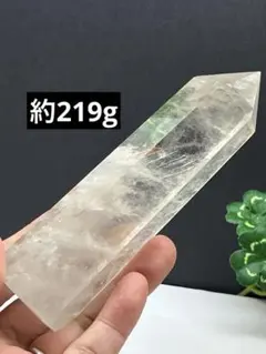 天然石　水晶　タワー　六角柱　大きめ　ライモナイト共生 お買得品⭐️1640