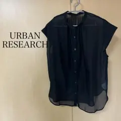 URBAN RESEARCH シアー フレンチスリーブ シャツ 黒のサムネイル