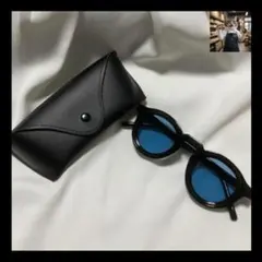 サングラス　blue×black　ボストン UV400　ケース付き　人気のサムネイル