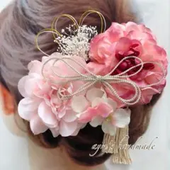 チェリーピンク＆ピンク〜和装花髪飾り〜結婚式　成人式　卒業式　振袖　着物　花飾り