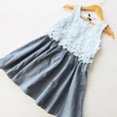 状態良好！NAVY（ネイビー）★花柄ドッキングワンピース★130 洗濯可