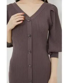 rienda2WAYパフスリーブニットワンピース M