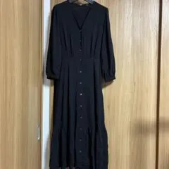 ユニクロ ブラック シャツワンピース 羽織り 2way ロング丈　Lサイズ