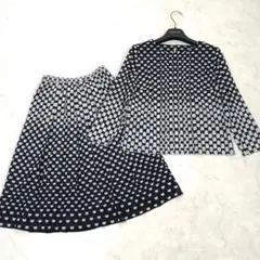 極美品✨ レリアン　セットアップ　伸縮性　メッシュ　総柄　タック　9　大人可愛い