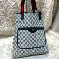 【極美品】グッチ トートバッグ ネイビー スプリーム GG柄 シェリーライン