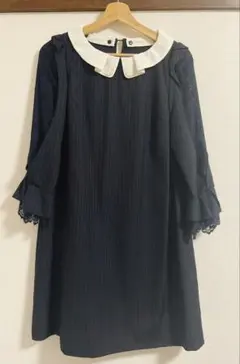 【匿名配送】axes femme ワンピース　ネイビー　七分袖　フォーマル