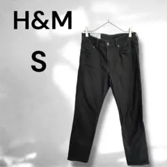 H&M ブラックデニム　ストレートデニム　メンズS カジュアル　ボトムス