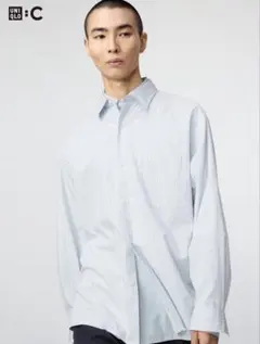 UNIQLO : C ブロードオーバーサイズシャツ Blue M ユニクロ