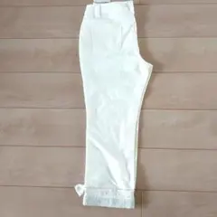 ❣️未使用美品❣️ビーズ刺繍リボン付きストレッチパンツ白のサムネイル