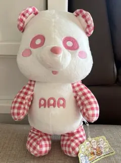 AAA え〜パンダ ギンガムチェックBIG ぬいぐるみ ピンク 末吉秀太 タグ付
