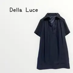 【Della Luce】 ネイビー Vネック 半袖チュニック　トップス