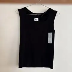 GU リブニットスクエアネックタンクトップ　ブラック　M