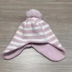 SHIPS キッズ ニット帽 ピンク ボーダー ポンポン