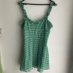 ZARA グリーン花柄キャミワンピース