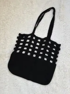 【ZARA】デザインメッシュ編み ブラック トートバッグ