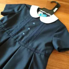 美品 ファミリア 濃紺ワンピース 120 お受験