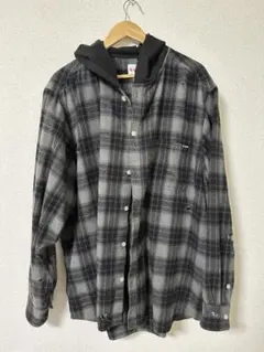 KAMIYA Hooded Check Shirt ブラックのサムネイル