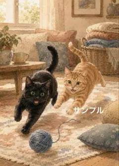 原画】『コラティーノ糸巻き卿』黒猫の絵画 ファンタジーアート 動物画