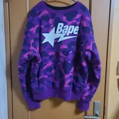 A Bathing Ape ジャガード紫迷彩柄トレーナー 2XL - メルカリ