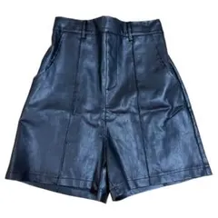 【美品】レトロガール フェイクレザー ショートレザーパンツ ブラック F