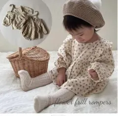 韓国風花柄ロンパース